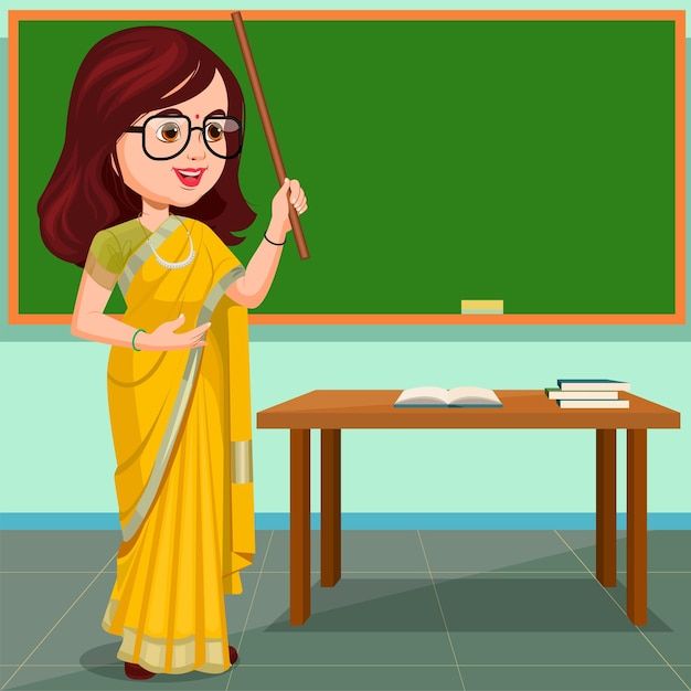 Premium Vector _ Indian Teacher talking with students Indian lady teacher Mrs. P. Aruna Victoria B.Sc., M.A., B.Ed., PDPET.,